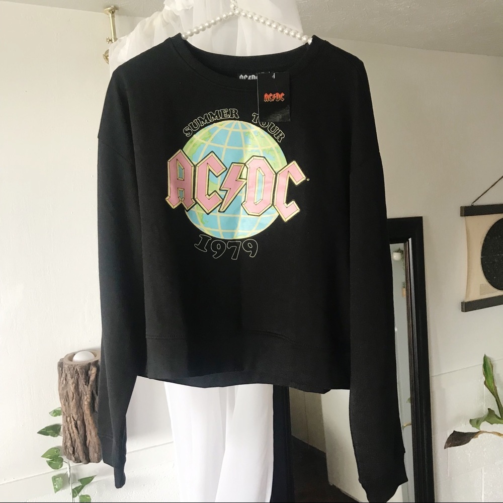 NWT AC/DC Summer Tour 1979 Crop Sweatshirt